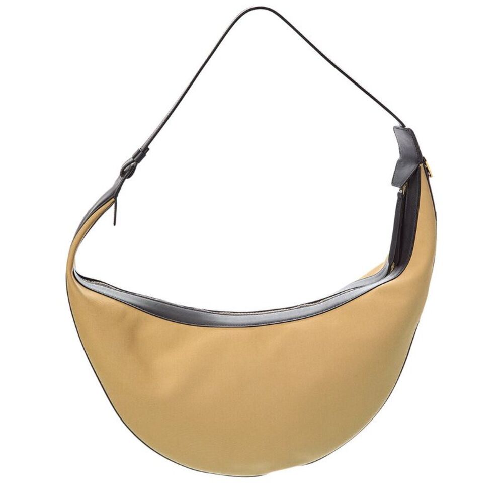 Khaite Augustina Canvas & Leather Hobo Bag, Brown - Picture 2 of 4